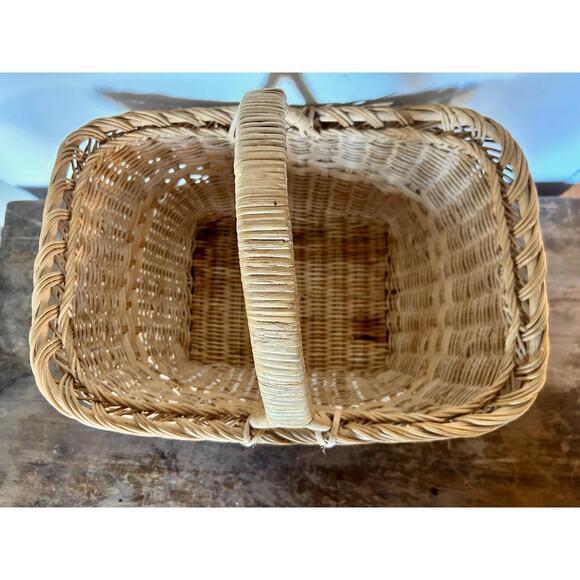 Vintage Rustic Woven Handled Basket | Cottagecore Farmhouse - Picture 3 of 7